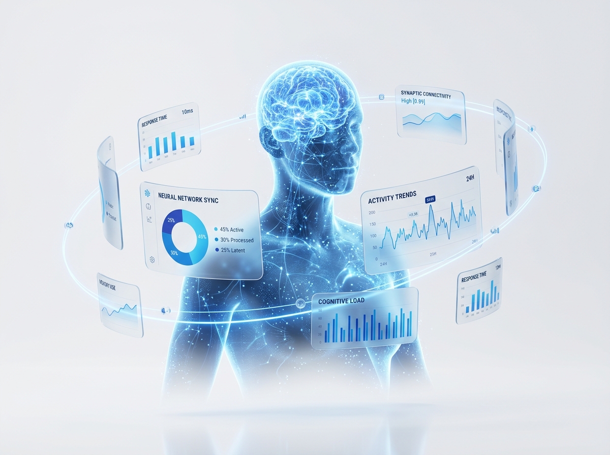 Holographic human upper body showing quotients connections and charts